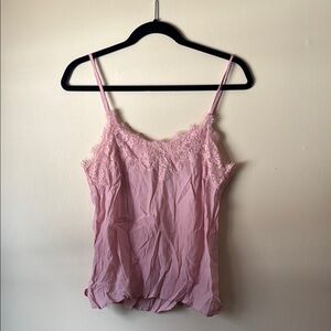 Elegant Pink Lace Trim Cami Top
